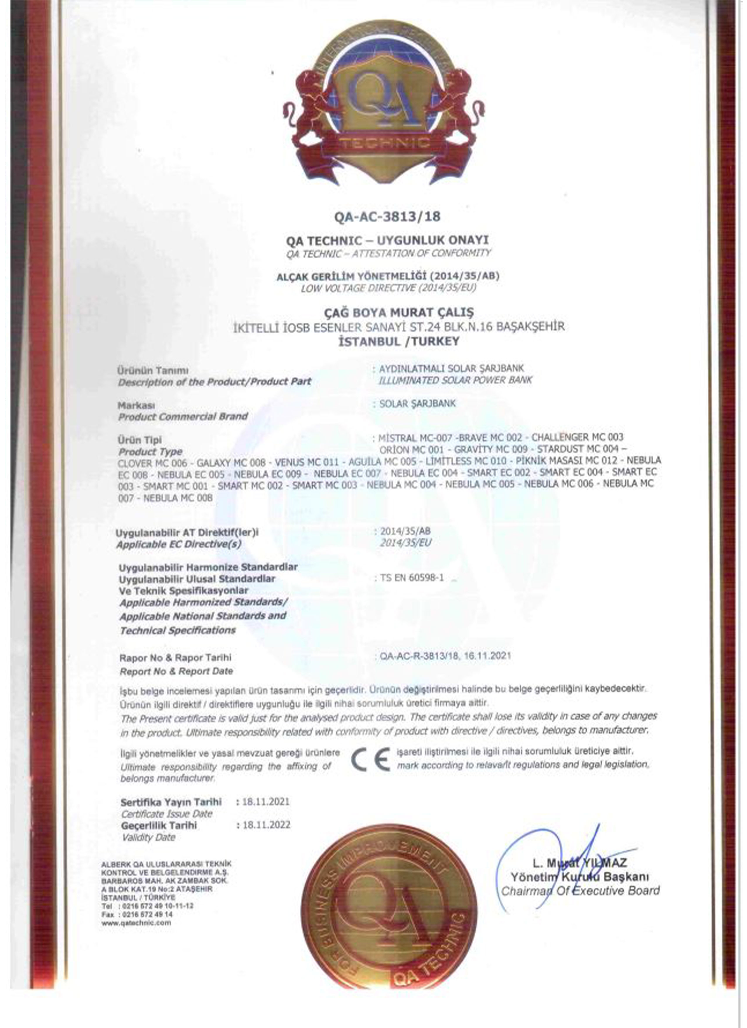 Solar CE Certificate